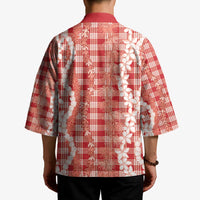 Hawaiian Ohia Lehua Lei Kimono Plaid Palaka Ulaula Pattern - Polynesian Pride