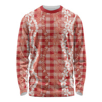 Hawaiian Ohia Lehua Lei Long Sleeve Shirt Plaid Palaka Ulaula Pattern LT9 Unisex Red - Polynesian Pride