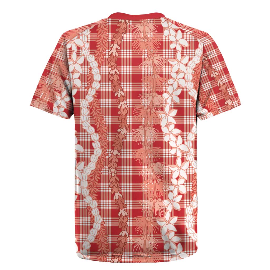 Hawaiian Ohia Lehua Lei Rugby Jersey Plaid Palaka Ulaula Pattern - Polynesian Pride