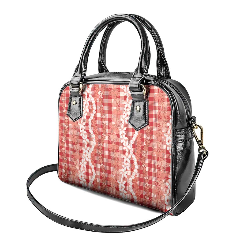 Hawaiian Ohia Lehua Lei Shoulder Handbag Plaid Palaka Ulaula Pattern LT9 - Polynesian Pride