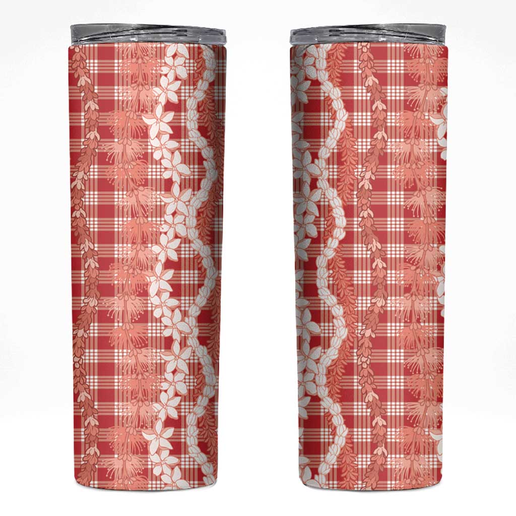 Hawaiian Ohia Lehua Lei Skinny Tumbler Plaid Palaka Ulaula Pattern - undefined