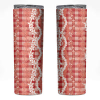 Hawaiian Ohia Lehua Lei Skinny Tumbler Plaid Palaka Ulaula Pattern - undefined