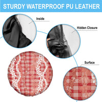 Hawaiian Ohia Lehua Lei Spare Tire Cover Plaid Palaka Ulaula Pattern - Polynesian Pride