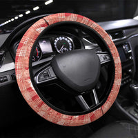 Hawaiian Ohia Lehua Lei Steering Wheel Cover Plaid Palaka Ulaula Pattern - Polynesian Pride
