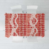 Hawaiian Ohia Lehua Lei Tablecloth Plaid Palaka Ulaula Pattern LT9 Red - Polynesian Pride