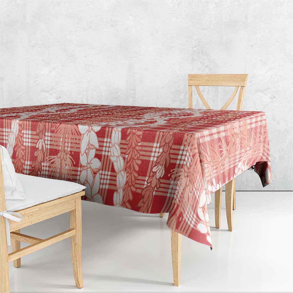 Hawaiian Ohia Lehua Lei Tablecloth Plaid Palaka Ulaula Pattern LT9 - Polynesian Pride