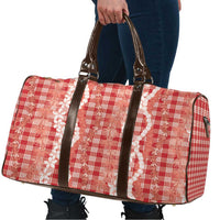 Hawaiian Ohia Lehua Lei Travel Bag Plaid Palaka Ulaula Pattern LT9 - Polynesian Pride