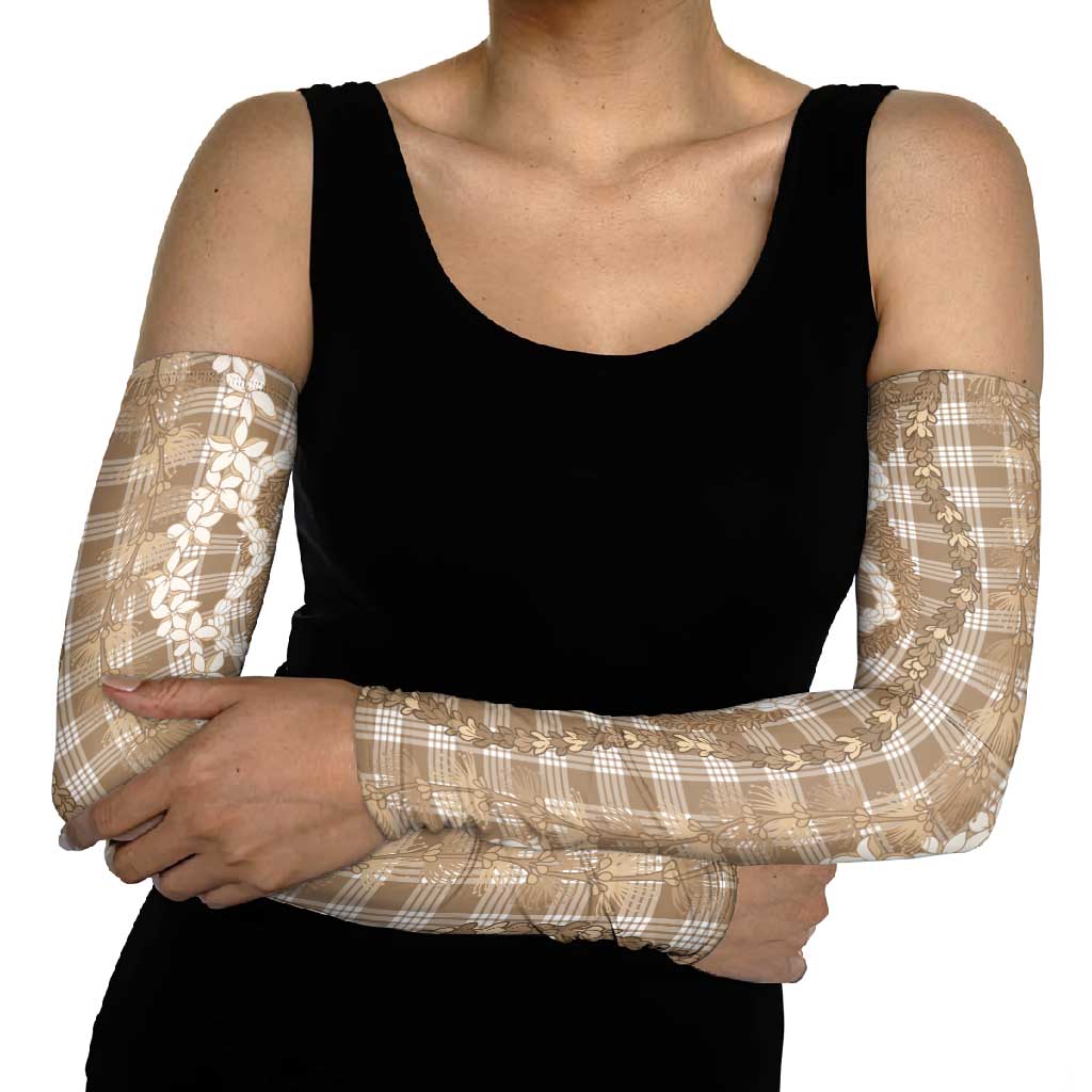 Hawaiian Ohia Lehua Lei Arm Sleeves Plaid Palaka Kalaihaahaa Pattern LT9 - Polynesian Pride