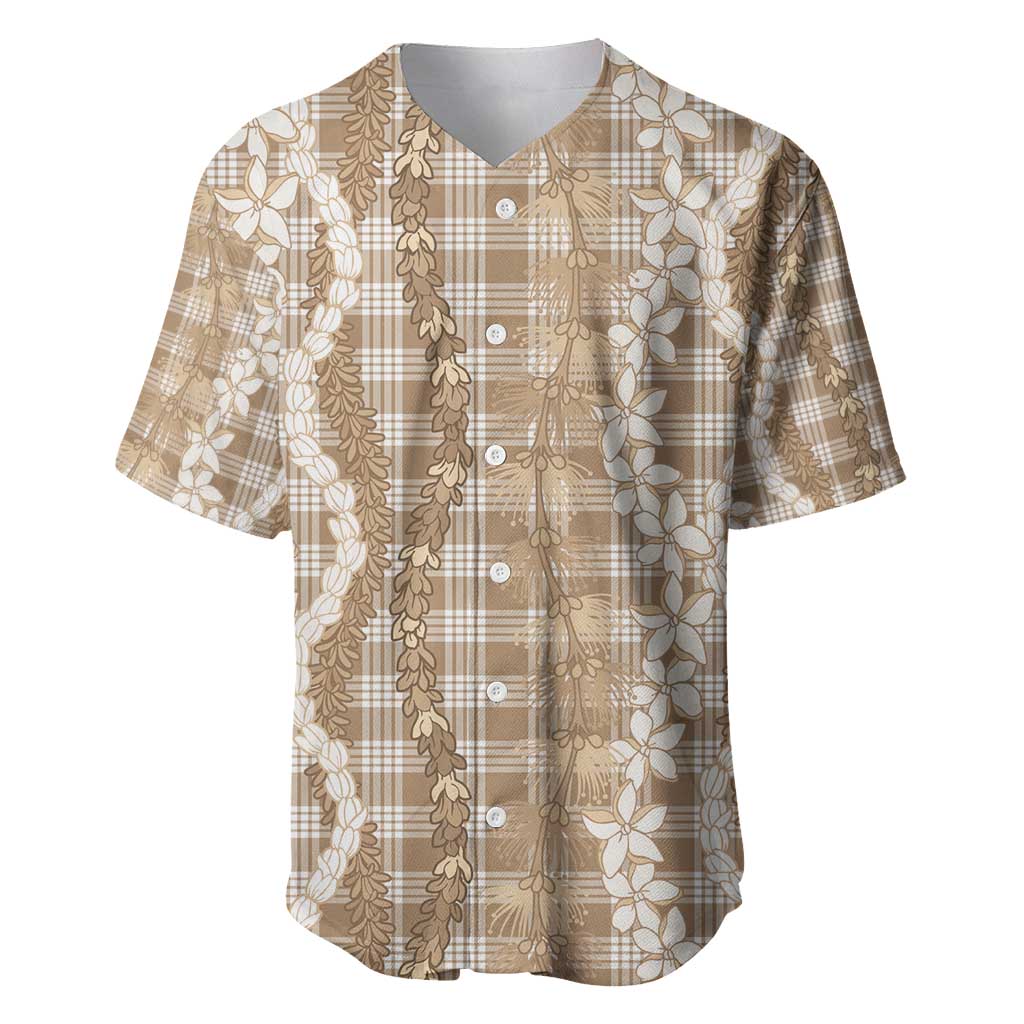 Hawaiian Ohia Lehua Lei Baseball Jersey Plaid Palaka Kalaihaahaa Pattern - Polynesian Pride