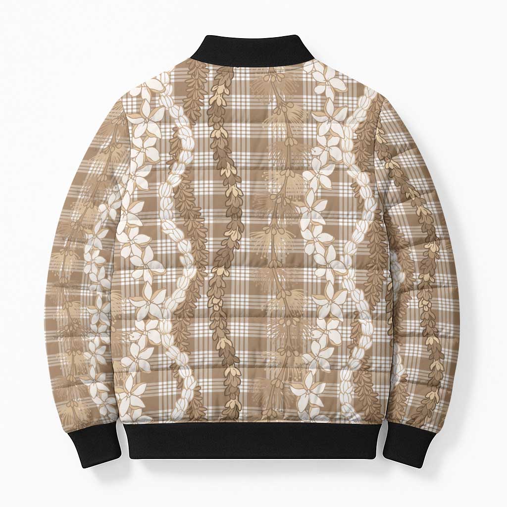 Hawaiian Ohia Lehua Lei Bomber Puffer Jacket Plaid Palaka Kalaihaahaa Pattern LT9 - Polynesian Pride