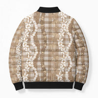 Hawaiian Ohia Lehua Lei Bomber Puffer Jacket Plaid Palaka Kalaihaahaa Pattern LT9 - Polynesian Pride