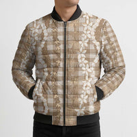 Hawaiian Ohia Lehua Lei Bomber Puffer Jacket Plaid Palaka Kalaihaahaa Pattern LT9 - Polynesian Pride