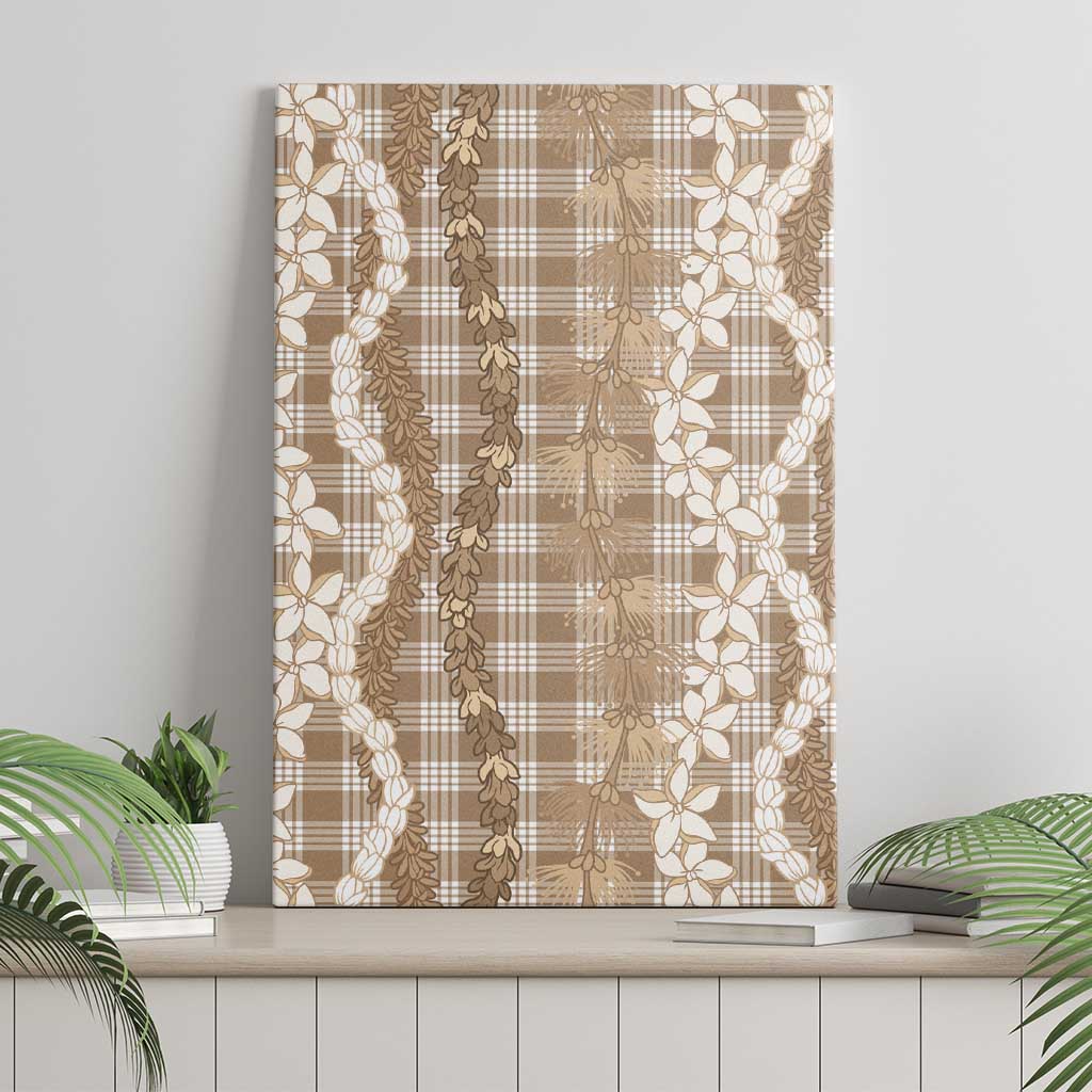 Hawaiian Ohia Lehua Lei Canvas Wall Art Plaid Palaka Kalaihaahaa Pattern - Polynesian Pride