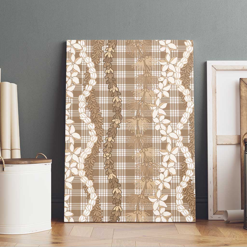 Hawaiian Ohia Lehua Lei Canvas Wall Art Plaid Palaka Kalaihaahaa Pattern - Polynesian Pride
