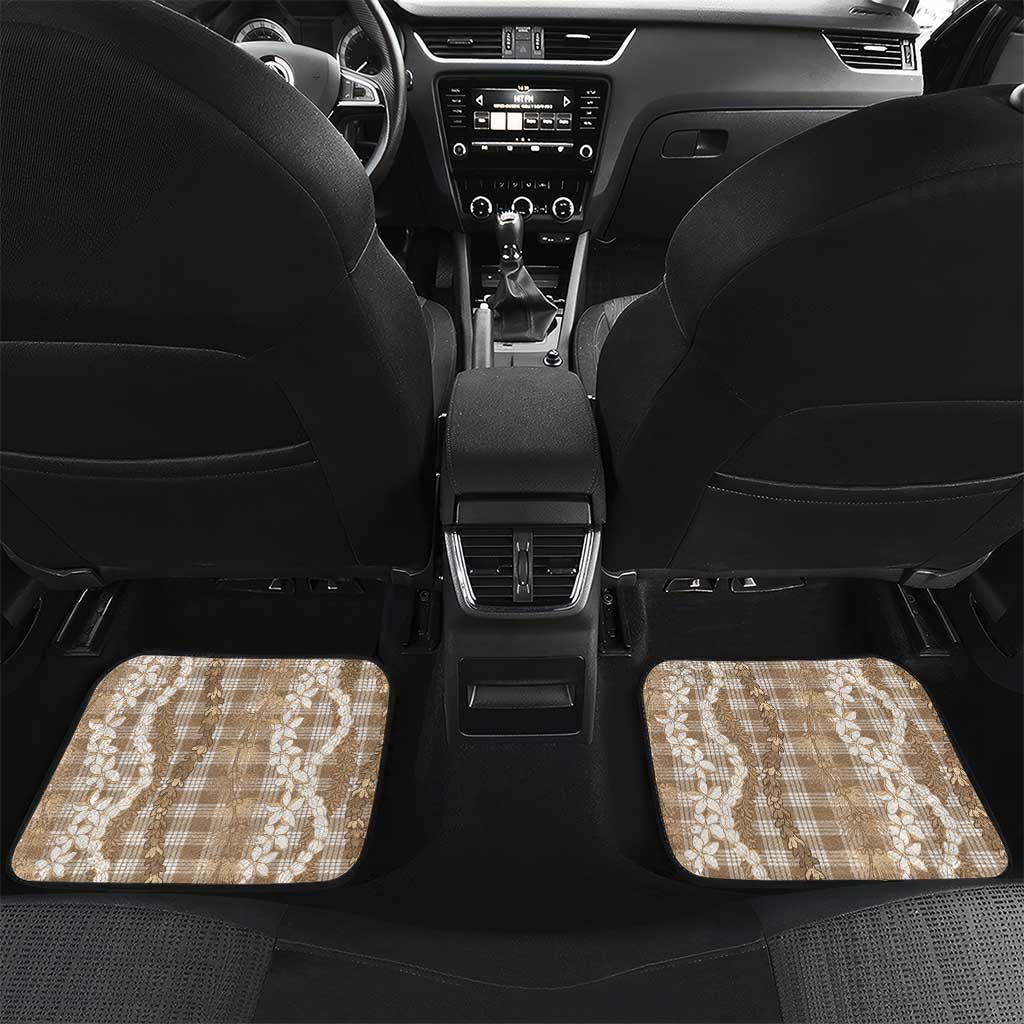 Hawaiian Ohia Lehua Lei Car Mats Plaid Palaka Kalaihaahaa Pattern - Polynesian Pride