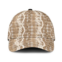 Hawaiian Ohia Lehua Lei Classic Cap Plaid Palaka Kalaihaahaa Pattern - Polynesian Pride