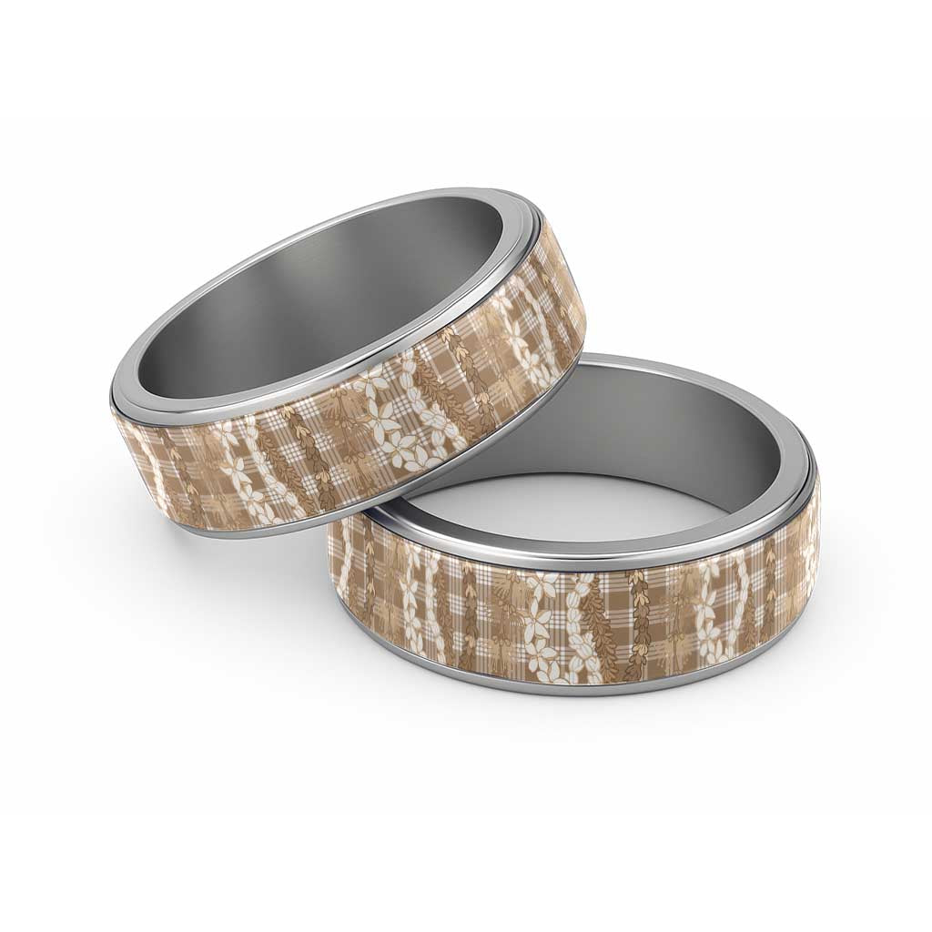 Hawaiian Ohia Lehua Lei Classic Ring Plaid Palaka Kalaihaahaa Pattern - Polynesian Pride