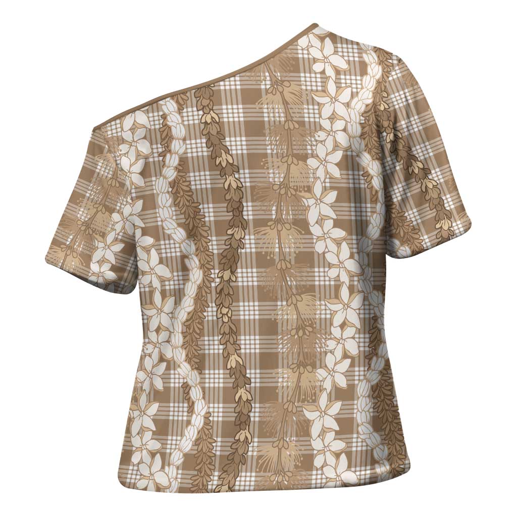Hawaiian Ohia Lehua Lei Cross Shoulder Shirt Plaid Palaka Kalaihaahaa Pattern LT9 - Polynesian Pride