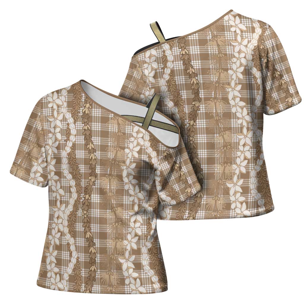 Hawaiian Ohia Lehua Lei Cross Shoulder Shirt Plaid Palaka Kalaihaahaa Pattern LT9 - Polynesian Pride