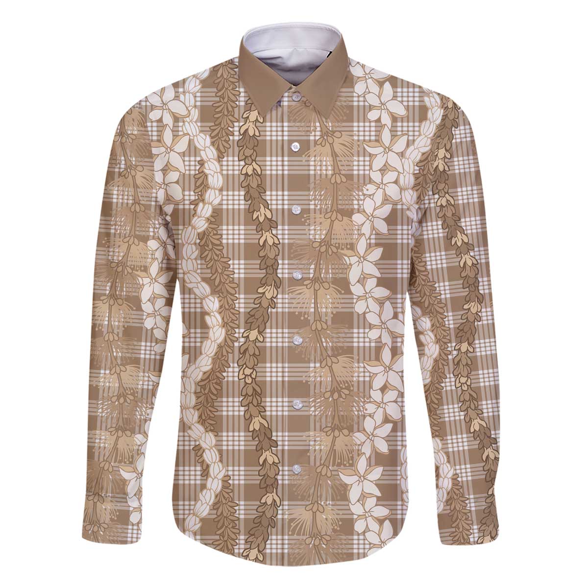 Hawaiian Ohia Lehua Lei Family Matching Off The Shoulder Long Sleeve Dress and Hawaiian Shirt Plaid Palaka Kalaihaahaa Pattern - Polynesian Pride