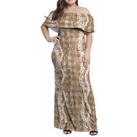 Hawaiian Ohia Lehua Lei Family Matching Off Shoulder Maxi Dress and Hawaiian Shirt Plaid Palaka Kalaihaahaa Pattern - Polynesian Pride