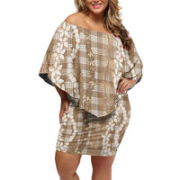 Hawaiian Ohia Lehua Lei Family Matching Off Shoulder Short Dress and Hawaiian Shirt Plaid Palaka Kalaihaahaa Pattern - Polynesian Pride