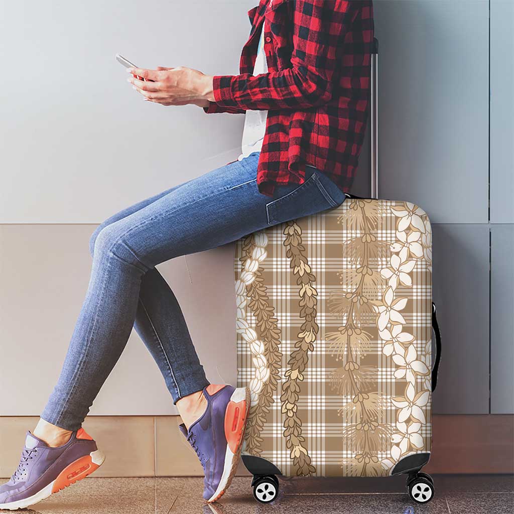 Hawaiian Ohia Lehua Lei Luggage Cover Plaid Palaka Kalaihaahaa Pattern - Polynesian Pride
