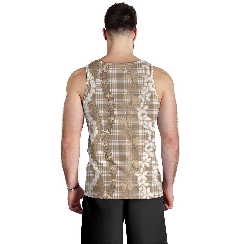 Hawaiian Ohia Lehua Lei Men Tank Top Plaid Palaka Kalaihaahaa Pattern LT9 - Polynesian Pride