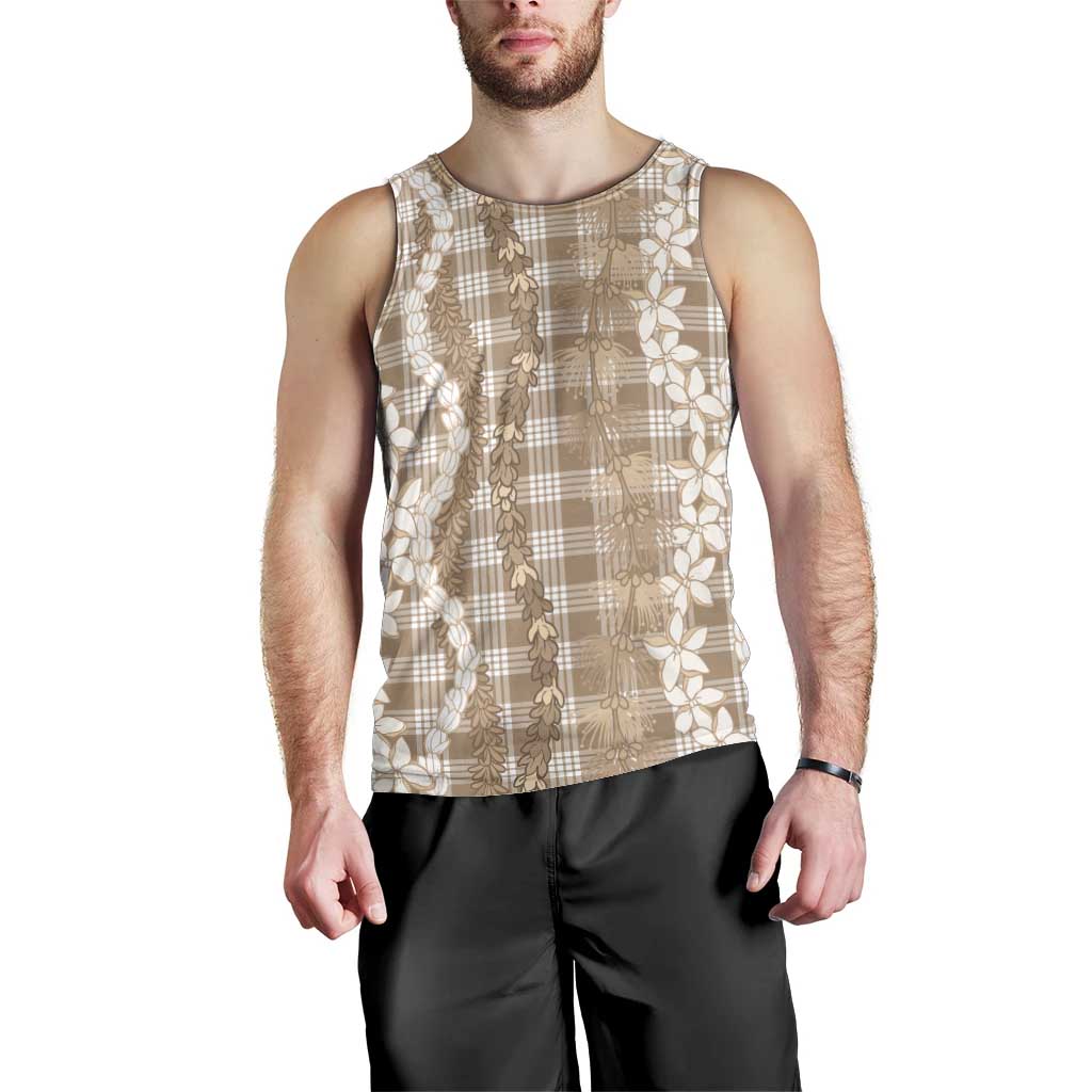 Hawaiian Ohia Lehua Lei Men Tank Top Plaid Palaka Kalaihaahaa Pattern LT9 - Polynesian Pride