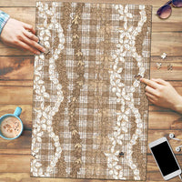 Hawaiian Ohia Lehua Lei Puzzle Plaid Palaka Kalaihaahaa Pattern LT9 Tan - Polynesian Pride