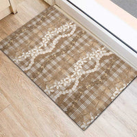 Hawaiian Ohia Lehua Lei Rubber Doormat Plaid Palaka Kalaihaahaa Pattern LT9 - Polynesian Pride