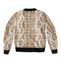 Hawaiian Ohia Lehua Lei Sleeve Zip Bomber Jacket Plaid Palaka Kalaihaahaa Pattern LT9 - Polynesian Pride