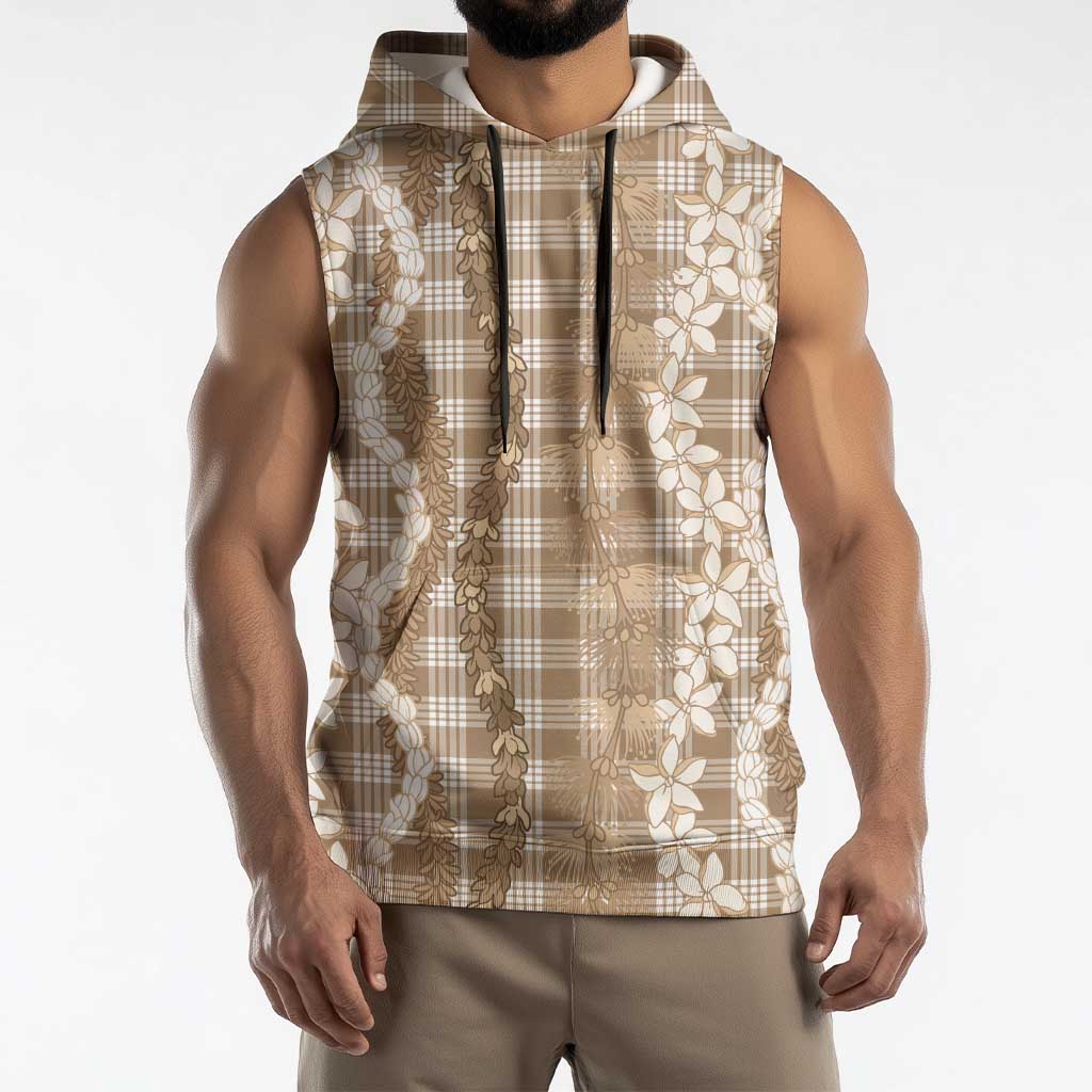 Hawaiian Ohia Lehua Lei Sleeveless Hoodie Plaid Palaka Kalaihaahaa Pattern LT9 - Polynesian Pride