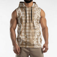 Hawaiian Ohia Lehua Lei Sleeveless Hoodie Plaid Palaka Kalaihaahaa Pattern LT9 - Polynesian Pride