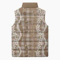 Hawaiian Ohia Lehua Lei Sleeveless Puffer Jacket Plaid Palaka Kalaihaahaa Pattern LT9 - Polynesian Pride