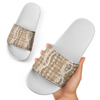 Hawaiian Ohia Lehua Lei Slide Sandals Plaid Palaka Kalaihaahaa Pattern LT9 - Polynesian Pride
