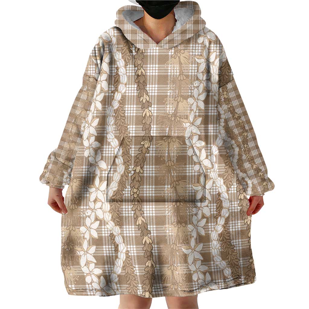 Hawaiian Ohia Lehua Lei Wearable Blanket Hoodie Plaid Palaka Kalaihaahaa Pattern - Polynesian Pride