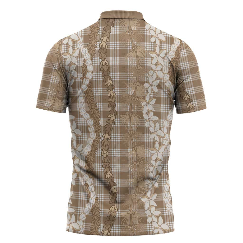 Hawaiian Ohia Lehua Lei Zipper Polo Shirt Plaid Palaka Kalaihaahaa Pattern - Polynesian Pride
