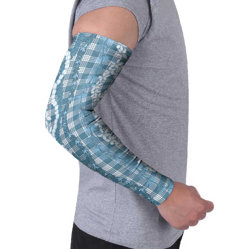 Hawaiian Ohia Lehua Lei Arm Sleeves Plaid Palaka Uliuli Omaomao Pattern LT9 - Polynesian Pride