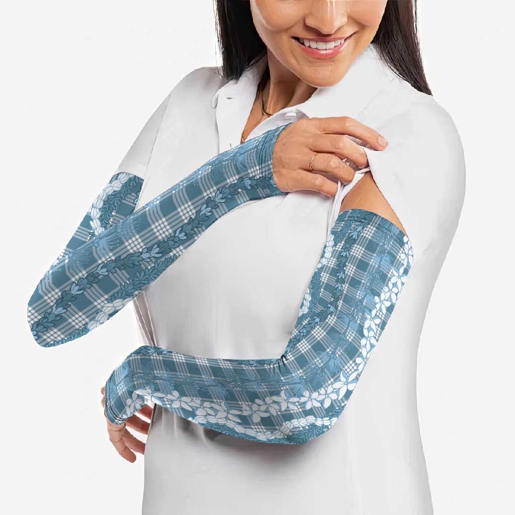 Hawaiian Ohia Lehua Lei Arm Sleeves Plaid Palaka Uliuli Omaomao Pattern LT9 - Polynesian Pride