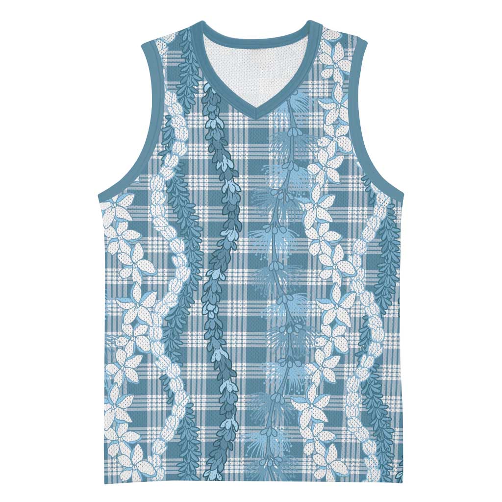 Hawaiian Ohia Lehua Lei Basketball Jersey Plaid Palaka Uliuli Omaomao Pattern LT9 Unisex Teal - Polynesian Pride