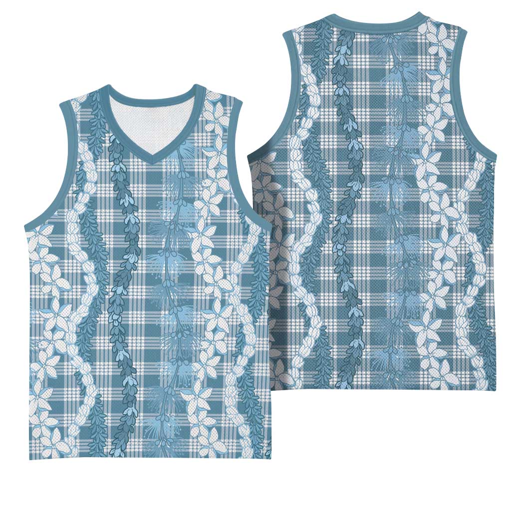 Hawaiian Ohia Lehua Lei Basketball Jersey Plaid Palaka Uliuli Omaomao Pattern LT9 - Polynesian Pride