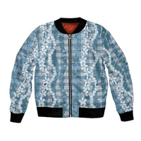 Hawaiian Ohia Lehua Lei Bomber Jacket Plaid Palaka Uliuli Omaomao Pattern LT9 Unisex Teal - Polynesian Pride