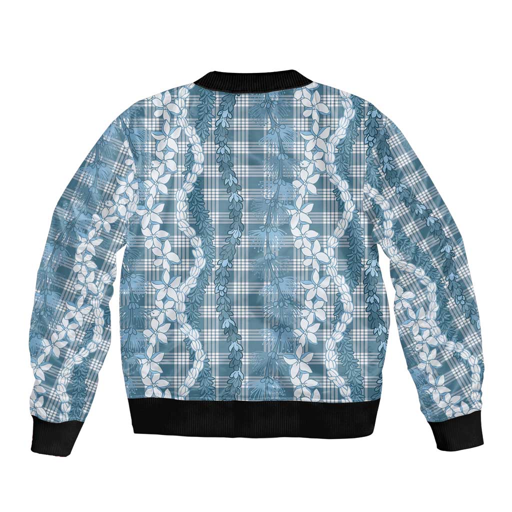 Hawaiian Ohia Lehua Lei Bomber Jacket Plaid Palaka Uliuli Omaomao Pattern LT9 - Polynesian Pride