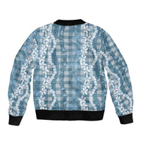 Hawaiian Ohia Lehua Lei Bomber Jacket Plaid Palaka Uliuli Omaomao Pattern LT9 - Polynesian Pride