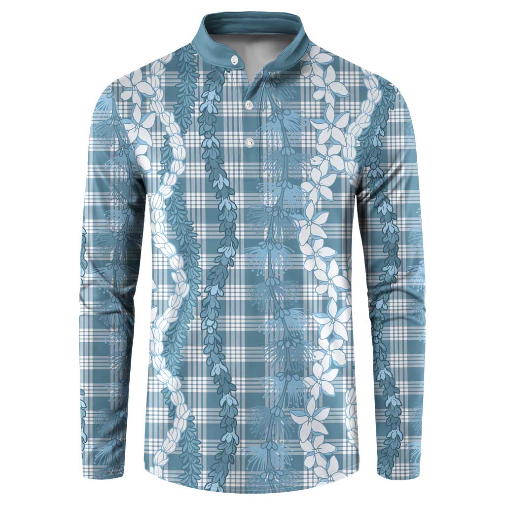 Hawaiian Ohia Lehua Lei Button Sweatshirt Plaid Palaka Uliuli Omaomao Pattern LT9 Teal - Polynesian Pride