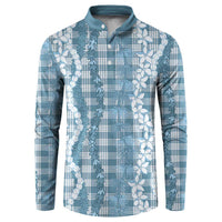 Hawaiian Ohia Lehua Lei Button Sweatshirt Plaid Palaka Uliuli Omaomao Pattern LT9 Teal - Polynesian Pride