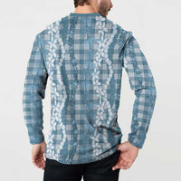 Hawaiian Ohia Lehua Lei Button Sweatshirt Plaid Palaka Uliuli Omaomao Pattern LT9 - Polynesian Pride