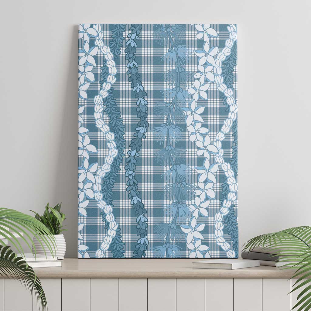 Hawaiian Ohia Lehua Lei Canvas Wall Art Plaid Palaka Uliuli Omaomao Pattern - Polynesian Pride