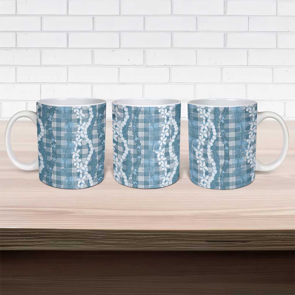 Hawaiian Ohia Lehua Lei Ceramic Mug Plaid Palaka Uliuli Omaomao Pattern - Polynesian Pride
